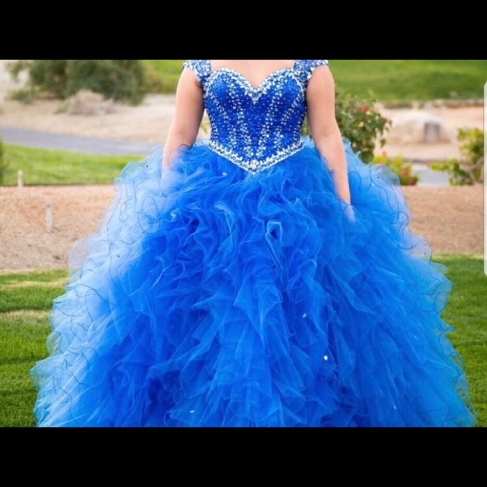 mori  lee royal blue quince dress - size 12